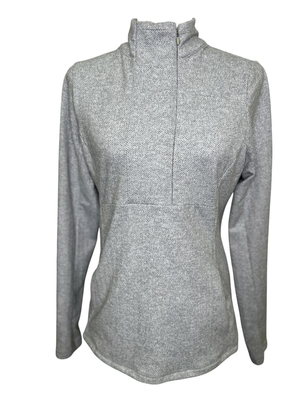 Kyodan Outdoor Light Gray Herringbone Half-Zip Long Sleeve Pullover Top Medium